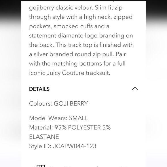 Juicy Couture Goji Berry Velour Track Top - Picture 5 of 7